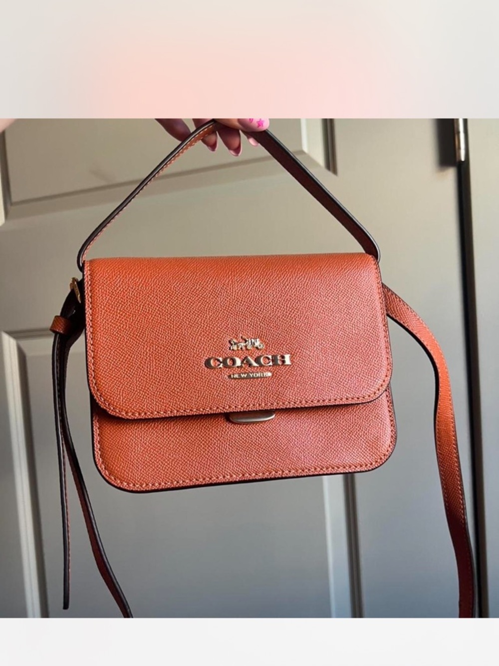 Coach Orange Leather Crossbody with Top Handle